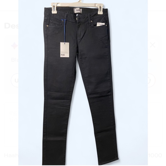 PAIGE Black Denim Ankle Skinny Jeans NWT - Picture 2 of 6